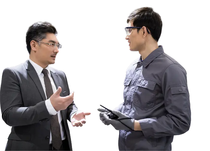 Two men conversing